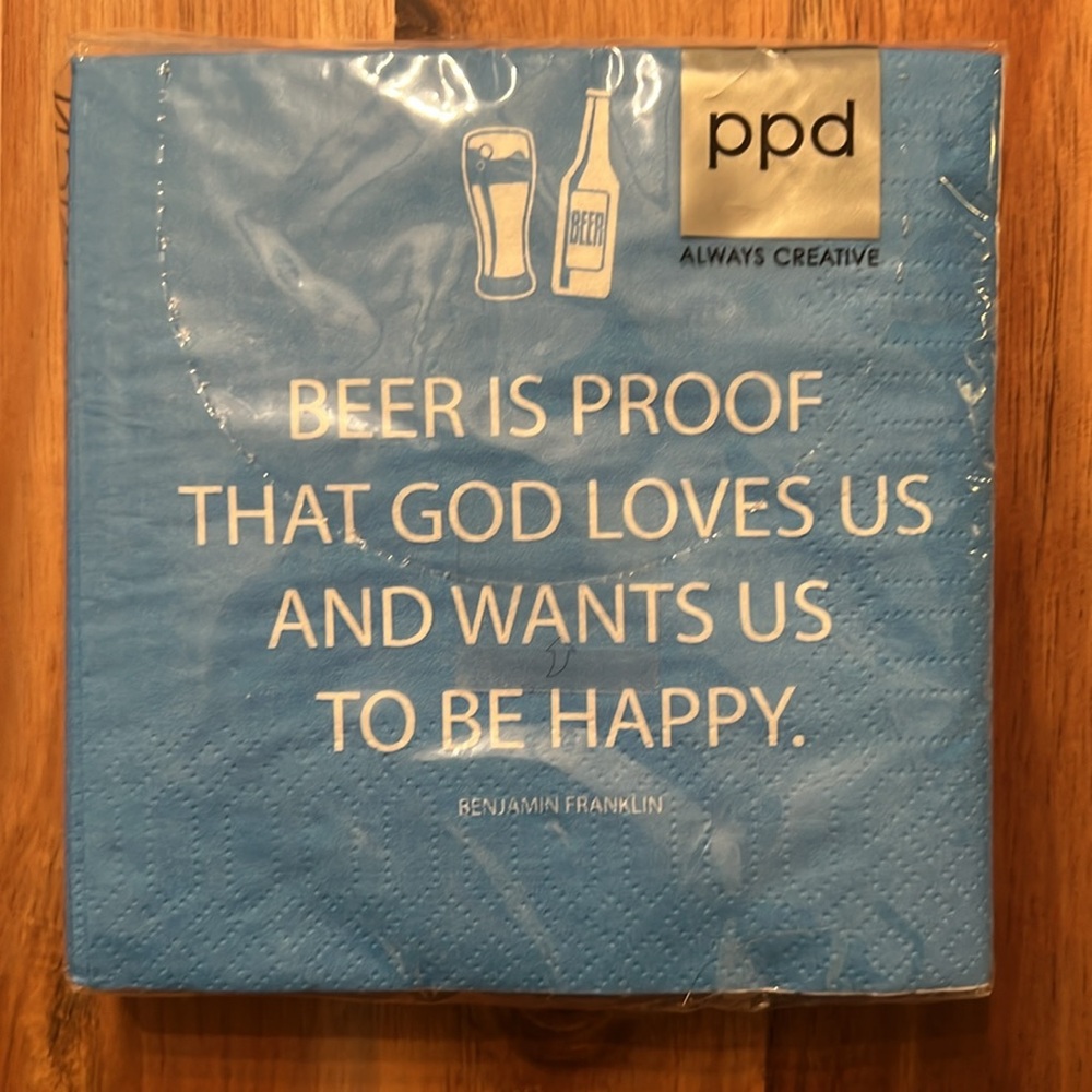 Bar Napkins “Beer Is Proof That God Loves Us And Wants Us To Be Happy”